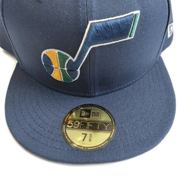 59Fifty New Era Size 7 5/8 NBA Utah Jazz Fitted Hat OTC Cap Blue - Picture 2 of 7